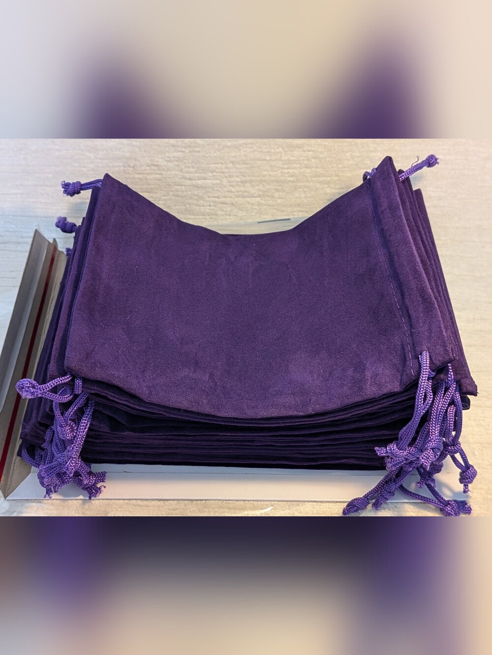 Purple Velvety Drawstring Jewelry Pouch - 20 Pack of Velvety Bags - Picture 3 of 9
